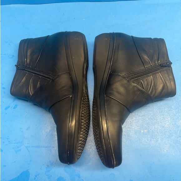 Clarks women's ankle boots black leather side zipper lace up comfort Size 7 37.5 - Picture 7 of 10